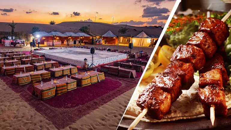 Delicious BBQ Dinner in the Desert Safari Camp Dubai